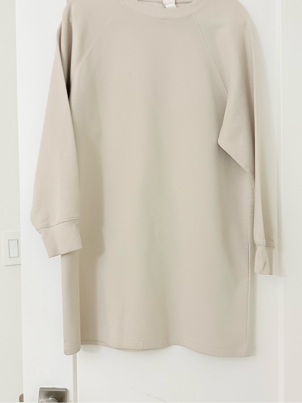 H&M Oversized Long Sleeve Sweatshirt Dress in Light Beige